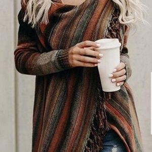 Fringed Crazy Blanket Cardigan